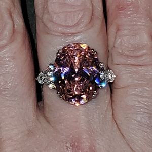 Beautiful large pink and white CZ RING
